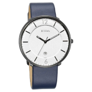 TITAN Workwear Watch with White Dial & Leather Strap - Gents
