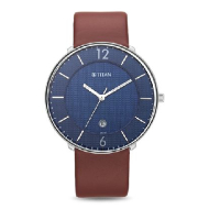 TITAN Workwear Watch with Blue Dial & Leather Strap - Gents 