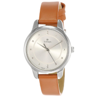 TITAN Workwear Watch with Silver Dial & Leather Strap - Ladies