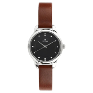 TITAN Workwear Watch with Black Dial & Leather Strap - Ladies