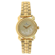 Titan Champagne Dial Golden Stainless Steel Strap Watch - Ladies 