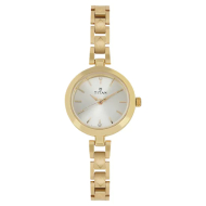 TITAN Champagne Dial Golden Stainless Steel Strap - Ladies