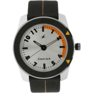 Fastrack Grey Dial Black Leather Strap - Gents