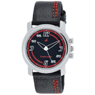 FASTRACK Black Dial Black Leather Strap - Gents