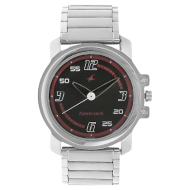 FASTRACK Black Dial Silver Stainless Steel Strap -Gents