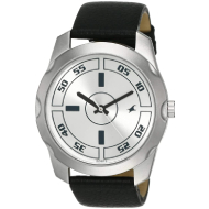 FASTRACK Silver Dial Black Leather Strap - Gents