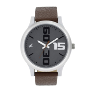 FASTRACK Bold Grey Dial Brown Leather Strap -Gents