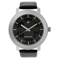 Fastrack Grey Dial Black Leather Strap - Gents