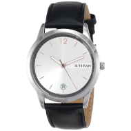 TITAN Workwear Watch with Silver Dial & Leather Strap - Gents