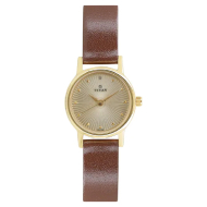 TITAN Champagne Dial Brown Leather Strap - Ladies
