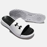 Men's UA Playmaker Fixed Strap Slides - White/Black