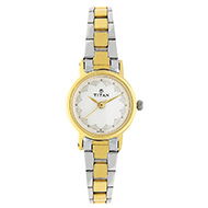 TITAN White Dial Two Toned Stainless Steel Strap Watch - Ladies