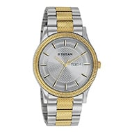 Titan Quartz Analog with Date Silver Dial Stainless Steel Strap Watch for Men