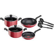 Tefal Super Cook Non-Stick Red - Set 9Pcs