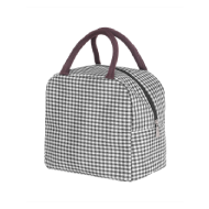 MINISO Simple Portable Plaid Lunch Bag - Black