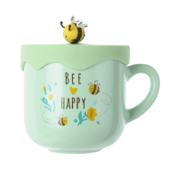MINISO Bee Series Ceramic Mug with Cover 400mL - Green