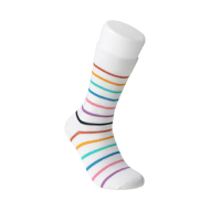 MINISO Rainbow Series White Crew Socks with Colorful Stripes - 21cm (Dark Color)