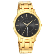 Karishma Brass Strap Watch  (Black Dial )
