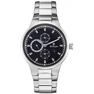 Titan Quartz Analog Silver Dial Stainless Steel Strap Watch for Men