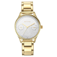 Titan Wander White Dial Metal Strap Watch - Ladies 