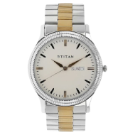 White Dial Two Toned Stainless Steel Strap Watch - Gents