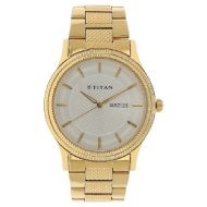 Silver Dial Golden Stainless Steel Strap Watch - Gents