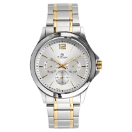 Titan Workwear Watch with Silver Dial & Stainless Steel Strap