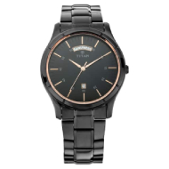 Titan Black Dial Stainless Steel Strap Watch - Gents