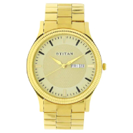 Titan Champagne Dial Yellow Stainless Steel Strap Watch - Gents