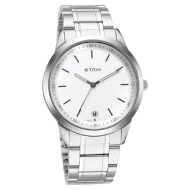 Titan Workwear Watch with White Dial & Metal Strap - Gents 