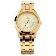 Titan Champagne Dial Stainless Steel Strap Watch - Gents 