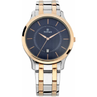 Titan Blue Dial Stainless Steel Strap Watch - Gents
