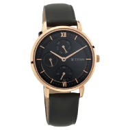 TITAN Workwear Watch with Black Dial Leather Strap - Ladies