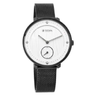 TITAN Workwear Watch with Black Dial & Stainless Steel Strap - Ladies
