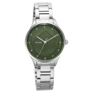 TITAN Wander Green Dial Metal Strap Watch - Ladies 
