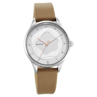 TITAN Wander White Dial Leather Strap Watch - Ladies