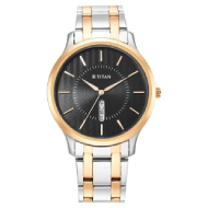 Titan Karishma Black Dial Brass Strap Watch - Gents 