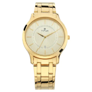 Titan Champagne Dial Stainless Steel Strap Watch