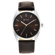 Titan Workwear Brown Dial Leather Strap Watch - Gents