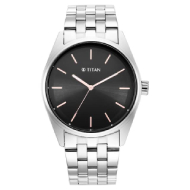 Titan Workwear Black Dial Stainless Steel Strap Watch - Gents