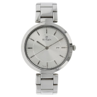 Titan Workwear Watch with Silver Dial & Stainless Steel Strap - Ladies