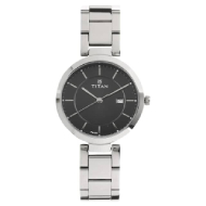 Titan Workwear Watch with Black Dial & Stainless Steel Strap - Ladies 