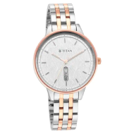 TITAN Workwear Silver Dial Two Toned Stainless Steel Strap Watch - Ladies 