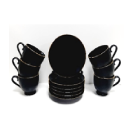 Royal Fernwood 17pcs Tea Set Matt Black