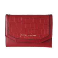 Miniso Women's Trifold Crocodile Pattern Wallet (Red)