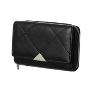 MIMiniso Women's Brifold Zipper Wallet with Triangle (Black)