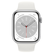 Apple Series 8 Watch 45MM Silver Aluminum Case with White Sport Band (Regular)