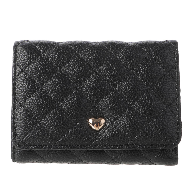 MINISO Women's Wallet Embroidered Rhombuses And Golden Heart - Black