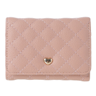 MINISO Women's Wallet Embroidered Rhombuses And Golden Heart - Pink