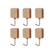 MINISO Small Square Imitation Wood-pattern Hook 6 Pcs